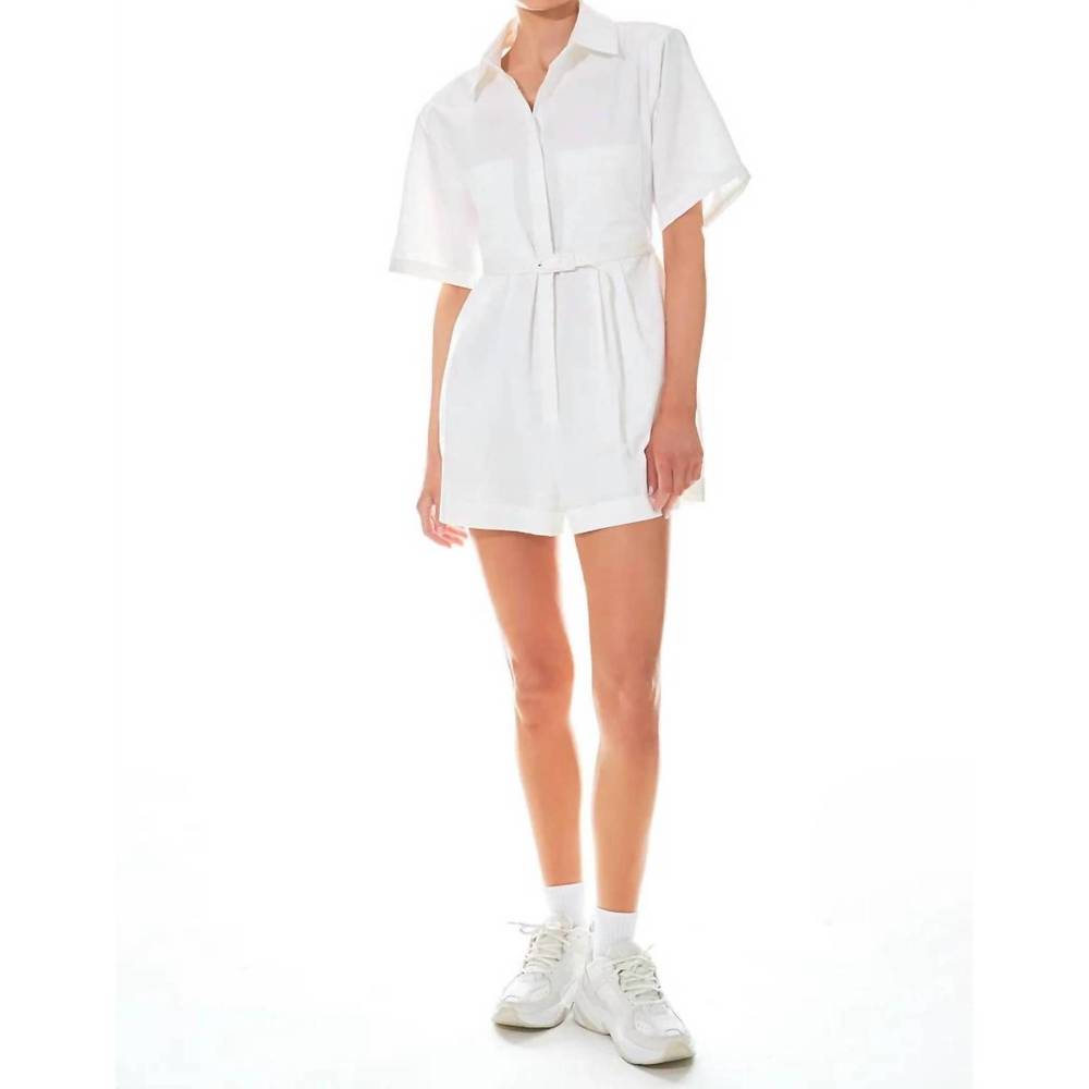 NEW GREY LAB shoulder pad shirt romper in white